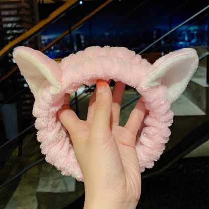 Cat Ears Hair Band Hair Band Korean Plush Internet Celebrity Rabbit Ear Hair Accessories Bow Face Wash Hair Band