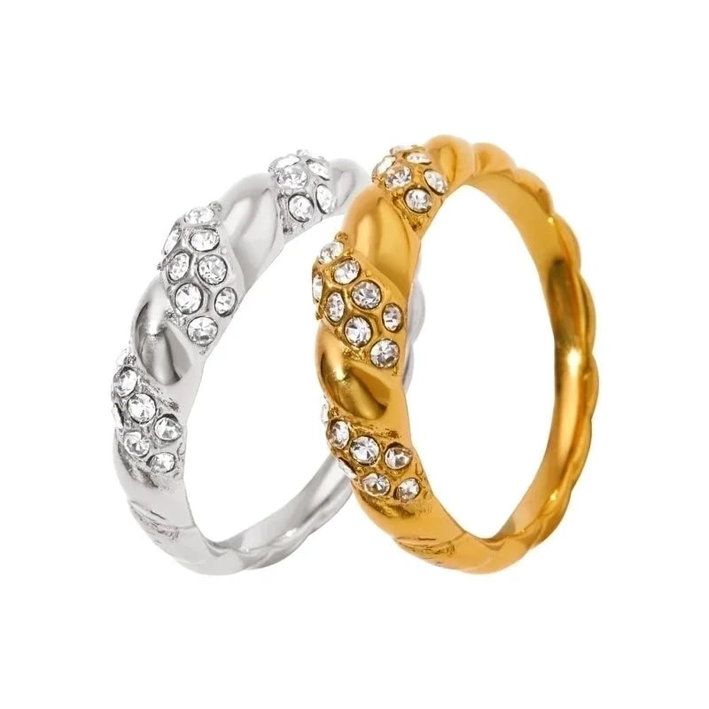 304 Stainless Steel 16K Gold Plated White Gold Plated Gold Plated Retro Plating Geometric Rings