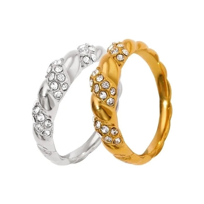 304 Stainless Steel 16K Gold Plated White Gold Plated Gold Plated Retro Plating Geometric Rings