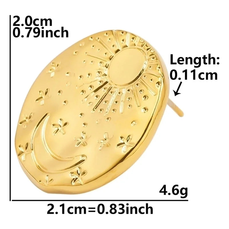 1 Pair Basic Modern Style Classic Style Sun Moon Heart Shape Plating 304 Stainless Steel 18K Gold Plated Ear Studs