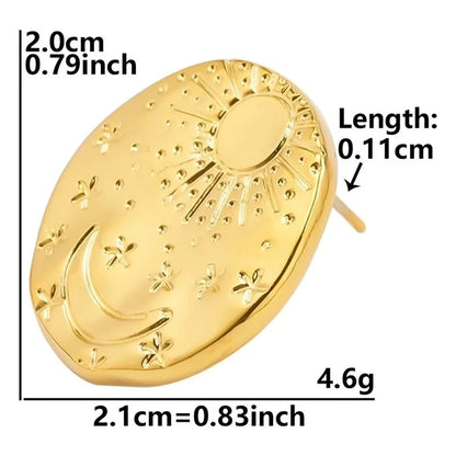 1 Pair Basic Modern Style Classic Style Sun Moon Heart Shape Plating 304 Stainless Steel 18K Gold Plated Ear Studs