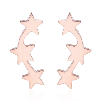 Minimalist Triangle Moon Coconut Tree Stainless Steel Asymmetrical Plating Ear Studs 1 Pair