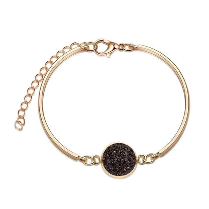 Fashion Hot-selling Alloy Silver Round Crystal Love Natural Stone Bracelet