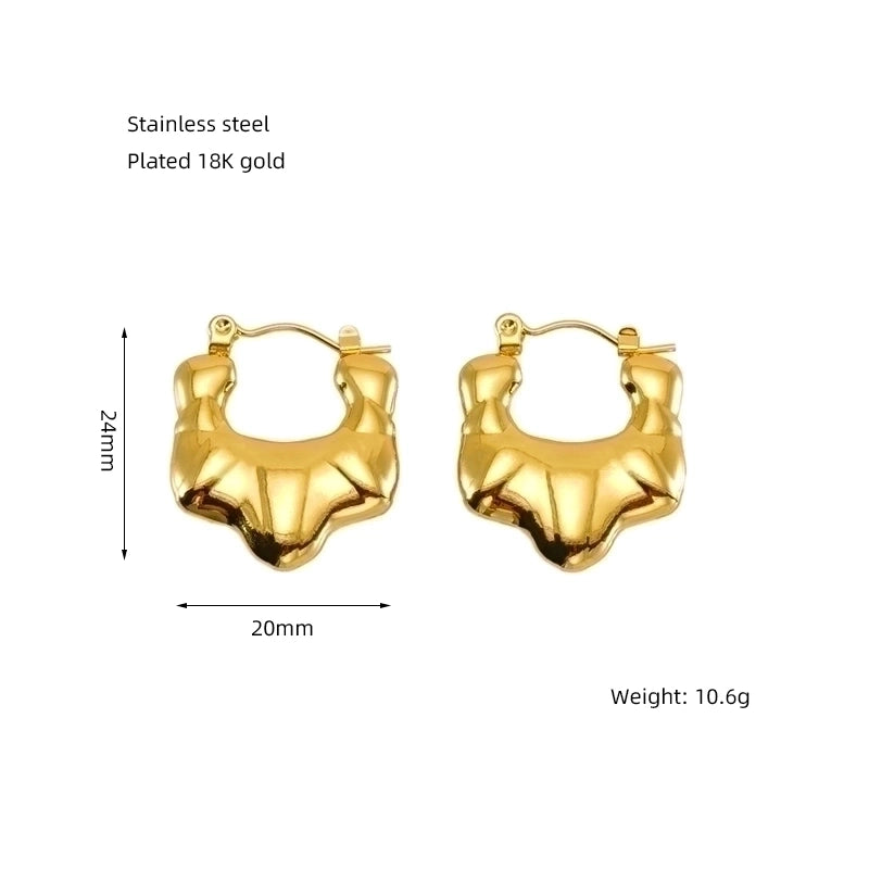 1 Pair Elegant Solid Color Plating Stainless Steel Titanium Steel 18K Gold Plated Earrings