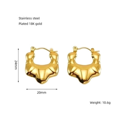 1 Pair Elegant Solid Color Plating Stainless Steel Titanium Steel 18K Gold Plated Earrings