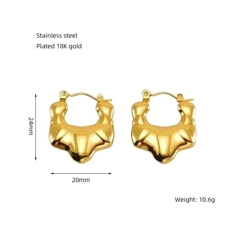 1 Pair Elegant Solid Color Plating Stainless Steel Titanium Steel 18K Gold Plated Earrings