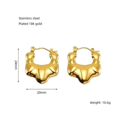 1 Pair Elegant Solid Color Plating Stainless Steel Titanium Steel 18K Gold Plated Earrings