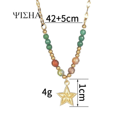 304 Stainless Steel 18K Gold Plated Casual Minimalist Cross Star Zircon Pendant Necklace