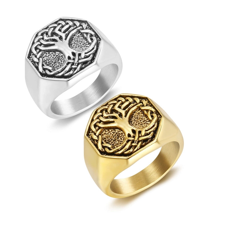 Hip-Hop Retro Punk Tree 304 Stainless Steel Men'S Rings
