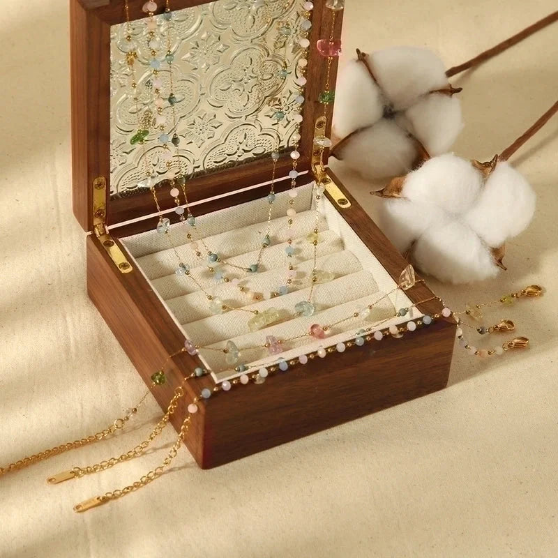 304 Stainless Steel 18K Gold Plated Minimalist Classic Style Polishing Plating Inlay Round Natural Stone Bracelets Anklet Necklace