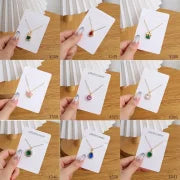 Copper Inlay Heart Shape Flower Rhinestones Pendant Necklace