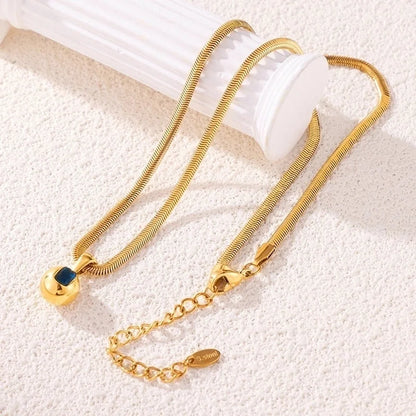 Elegant Minimalist Round 304 Stainless Steel Zircon 18K Gold Plated Inlay Pendant Necklace