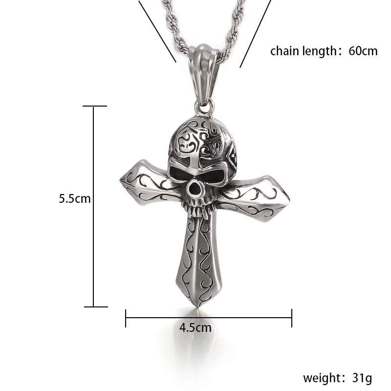 Retro Punk Skull Alloy Iron Halloween Men'S Pendant Necklace