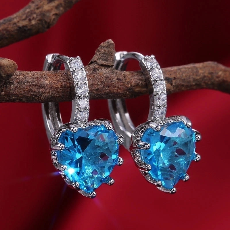 Fashion Multi-color Zircon Heart Copper Earrings