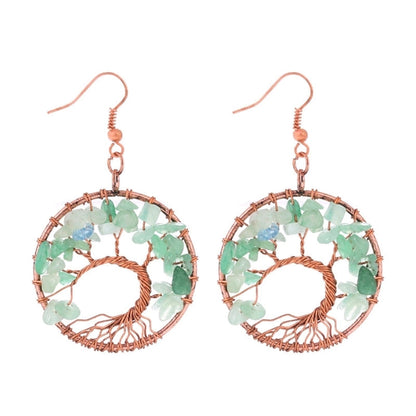 1 Pair Minimalist Leaf Natural Stone Copper Drop Earrings