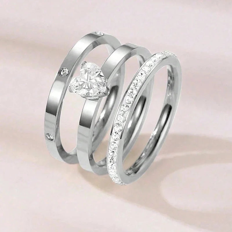 Elegant Minimalist Solid Color 304 Stainless Steel Zircon Gold Plated Plating Inlay Rings