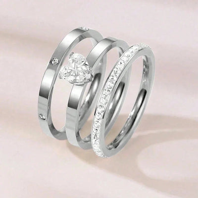 Elegant Minimalist Solid Color 304 Stainless Steel Zircon Gold Plated Plating Inlay Rings