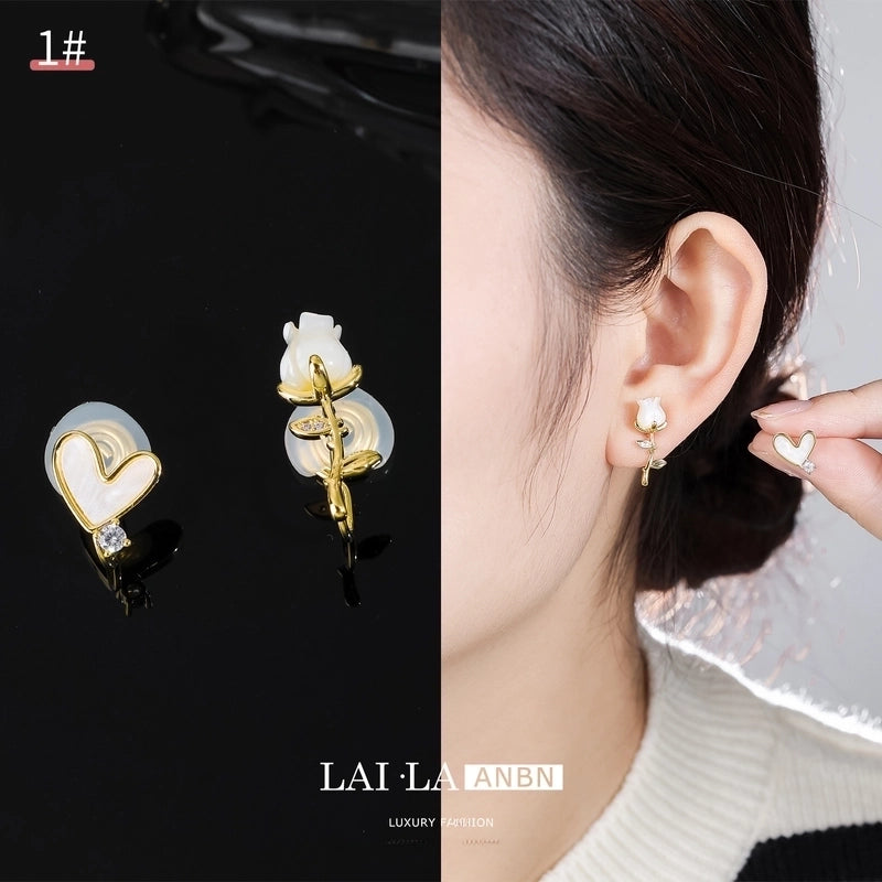 Mosquito Incense Plate Ear Clip Women's Ear Holes Exquisite Pearl Earrings Advanced Hong Kong Style Retro Niche Light Luxury Earrings