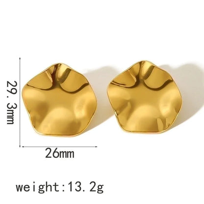 1 Pair Minimalist Quadrilateral Circle Heart Shape Polishing Plating 304 Stainless Steel 18K Gold Plated Ear Studs