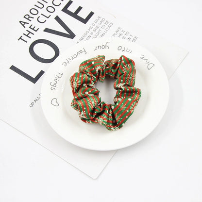 Christmas Cute Women's Color Block Rib-Knit Hair Tie