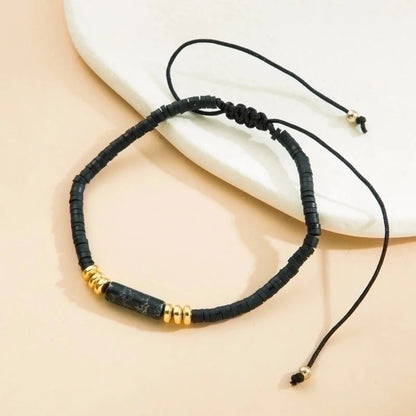 Minimalist Solid Color Natural Stone Rope Handmade Knitting Drawstring Bracelets