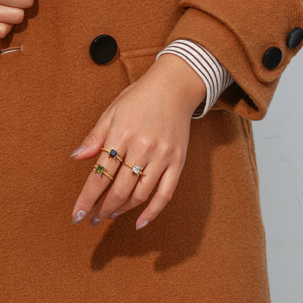 Women Geometric Stainless Steel 18K Gold Plated Rings