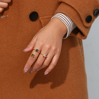 Women Geometric Stainless Steel 18K Gold Plated Rings