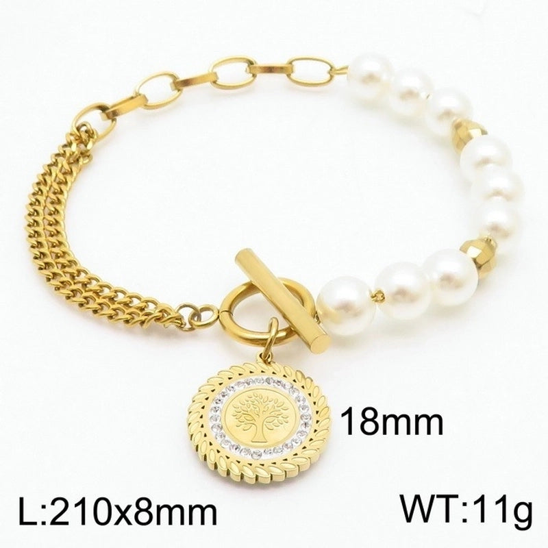 Elegant Lady Tree Titanium Steel 18K Gold Plated Plating Earrings Necklace