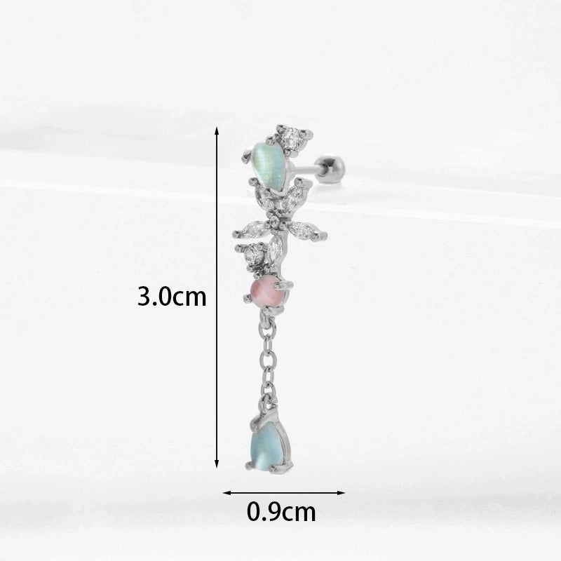 Ear Cartilage Rings & Studs Flower 316L Stainless Steel Copper Inlaid Zircon Zircon