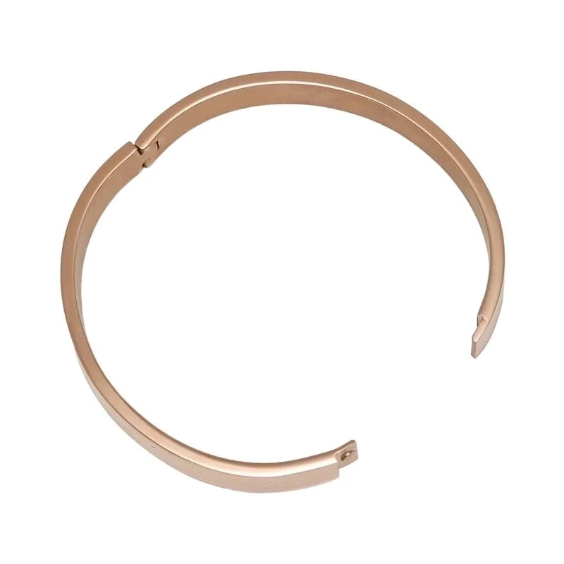 Minimalist Solid Color Stainless Steel Gold Plated Bangle In Bulk