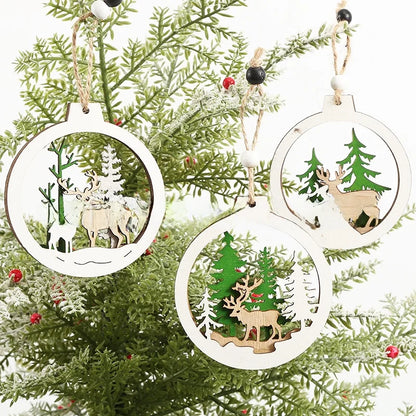 Spot New Creative Christmas Decorative Wooden Crafts Hollow Christmas Tree Decorative Wooden Products Small Pendant