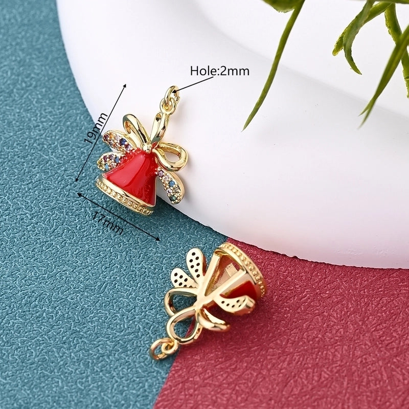1 Pc/Package 11.5x10mm 15x15mm 19x17mm Hole 2~2.9mm Hole 3~3.9mm Copper Zircon 18K Gold Plated White Gold Plated Christmas Hat Christmas Socks Bell Polished Pendant Jewelry Accessories