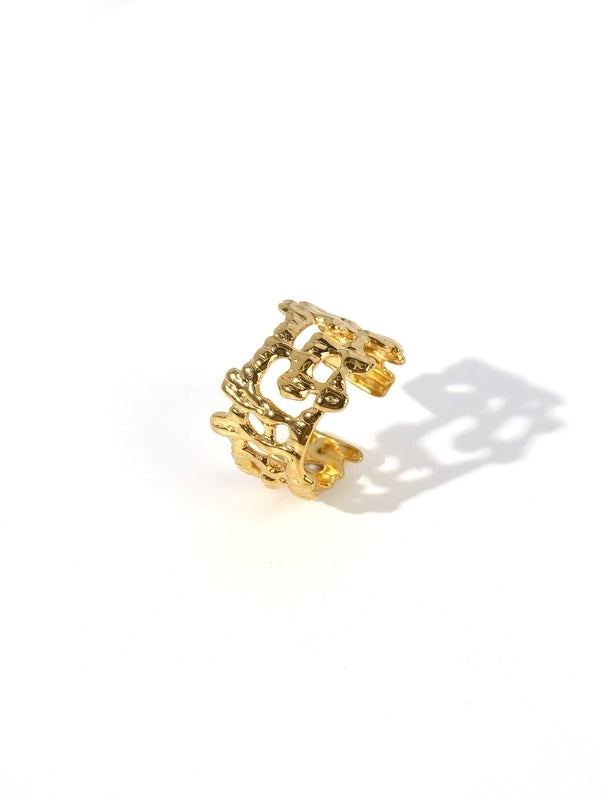 Retro Life Tree Solid Color Rectangle 304 Stainless Steel Open Rings