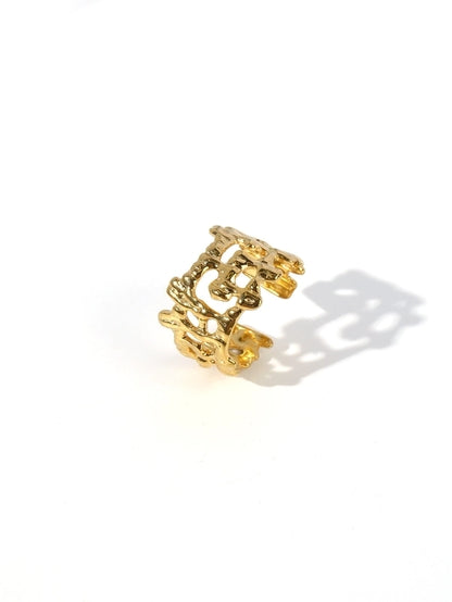 Retro Life Tree Solid Color Rectangle 304 Stainless Steel Open Rings