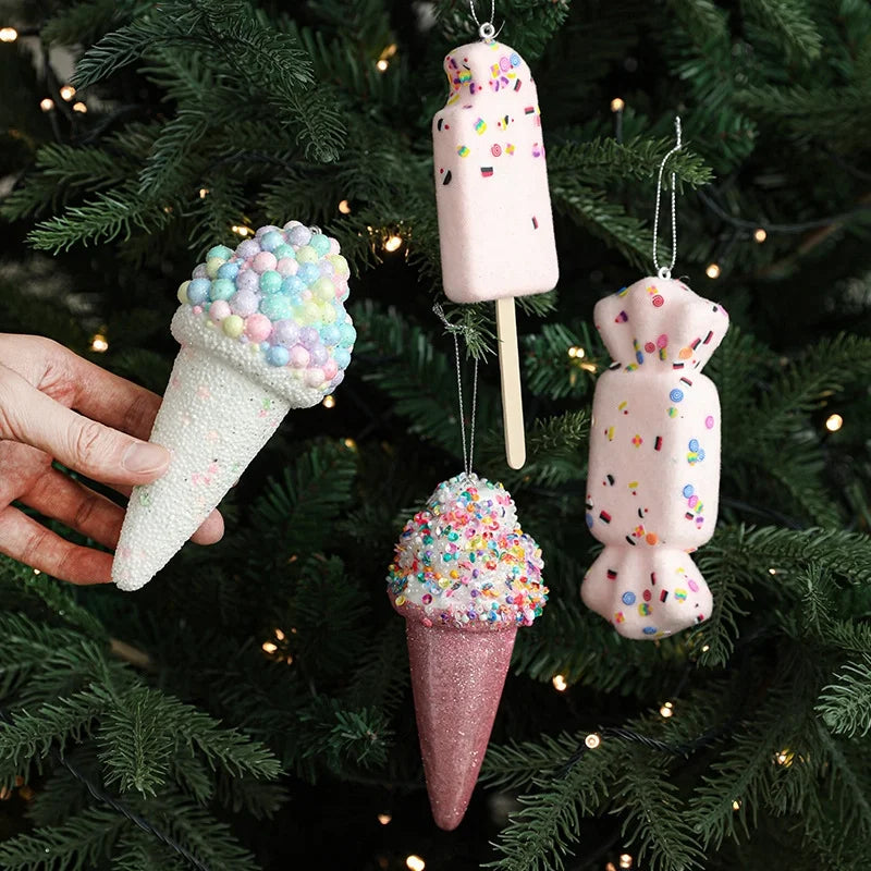 Christmas Cute Ice Cream Mushroom Foam Holiday Party Hanging Ornaments Decorations Hanging Ornaments