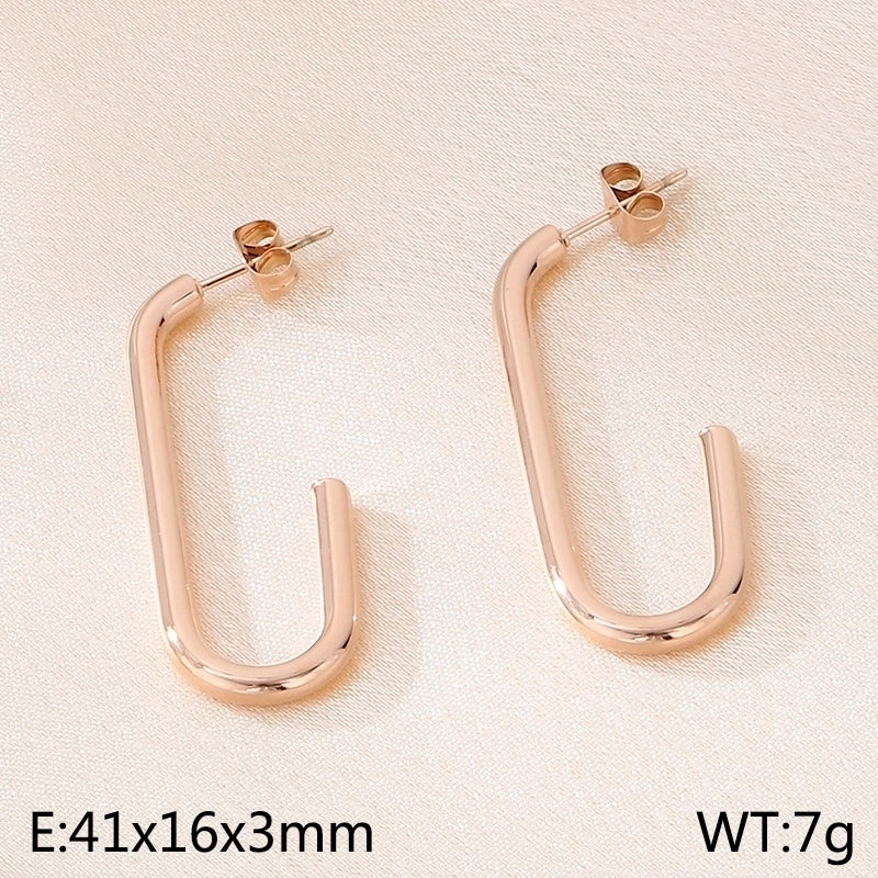 1 Pair Minimalist Solid Color Plating 304 Stainless Steel 18K Gold Plated Earrings