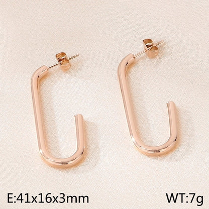1 Pair Minimalist Solid Color Plating 304 Stainless Steel 18K Gold Plated Earrings