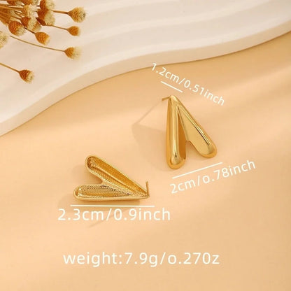 1 Pair Casual Minimalist Streetwear Waves Heart Shape Flower Plating 304 Stainless Steel Ear Studs