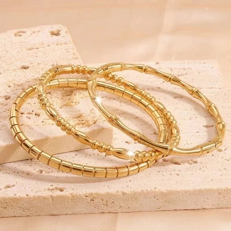 Minimalist Classic Style Geometric 304 Stainless Steel Silver Plated Bangle In Bulk