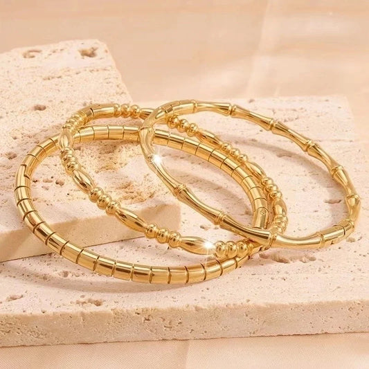 Minimalist Classic Style Geometric 304 Stainless Steel Silver Plated Bangle In Bulk