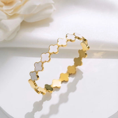 Elegant Letter Heart Shape Flower Titanium Steel Bangle