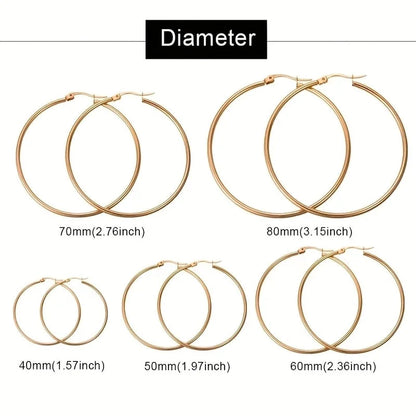 1 Pair Basic Minimalist Commute Round 304 Stainless Steel 18K Gold Plated Earrings