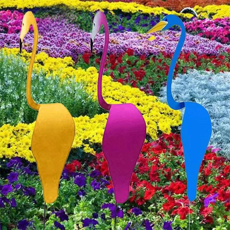 2 Pieces Swirl Bird Beach Flamingo Wind Chime Home Yard Backyard Party Garden Decoration Windmill