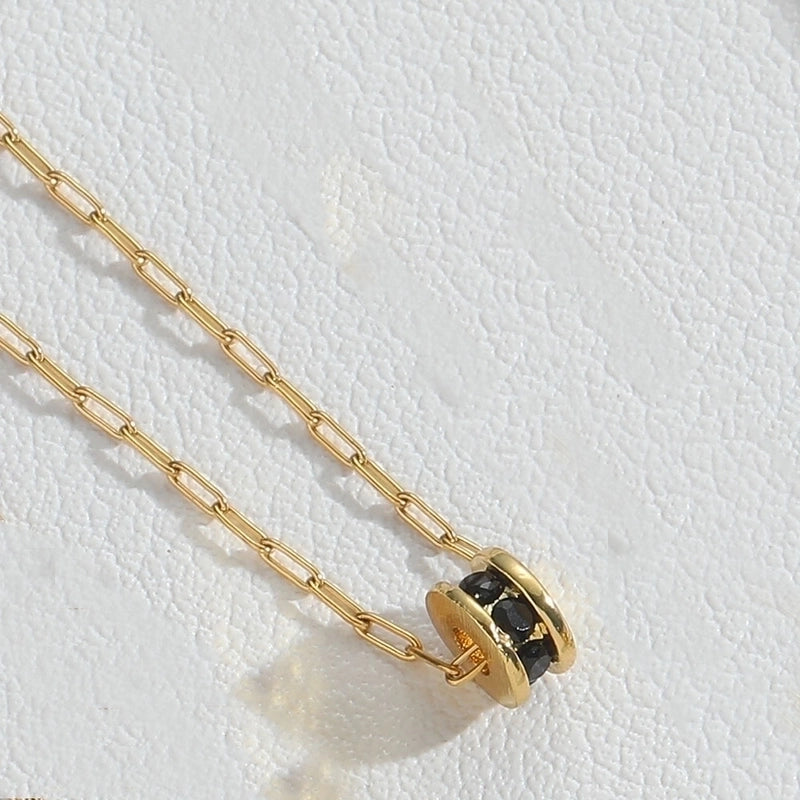 Minimalist Classic Style Commute Geometric Copper Inlay 14K Gold Plated Zircon Pendant Necklace