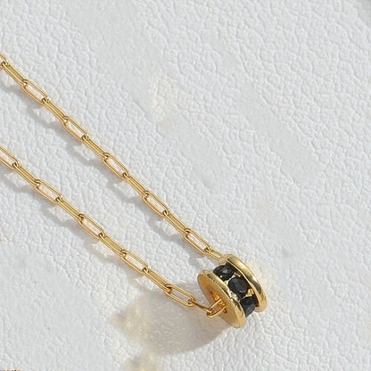 Minimalist Classic Style Commute Geometric Copper Inlay 14K Gold Plated Zircon Pendant Necklace