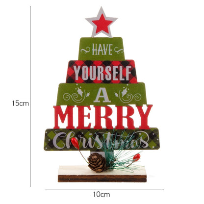Christmas Minimalist Classic Style Christmas Tree Letter Wood Daily Festival Ornaments Decorations Table Decoration