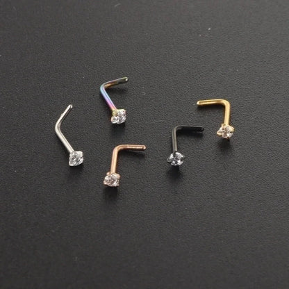 Minimalist Solid Color Stainless Steel Inlay Zircon Nose Studs 1 Piece