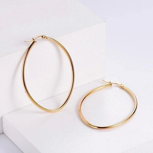 1 Pair Fashion Round Plating 304 Stainless Steel 18K Gold Plated Hoop Earrings
