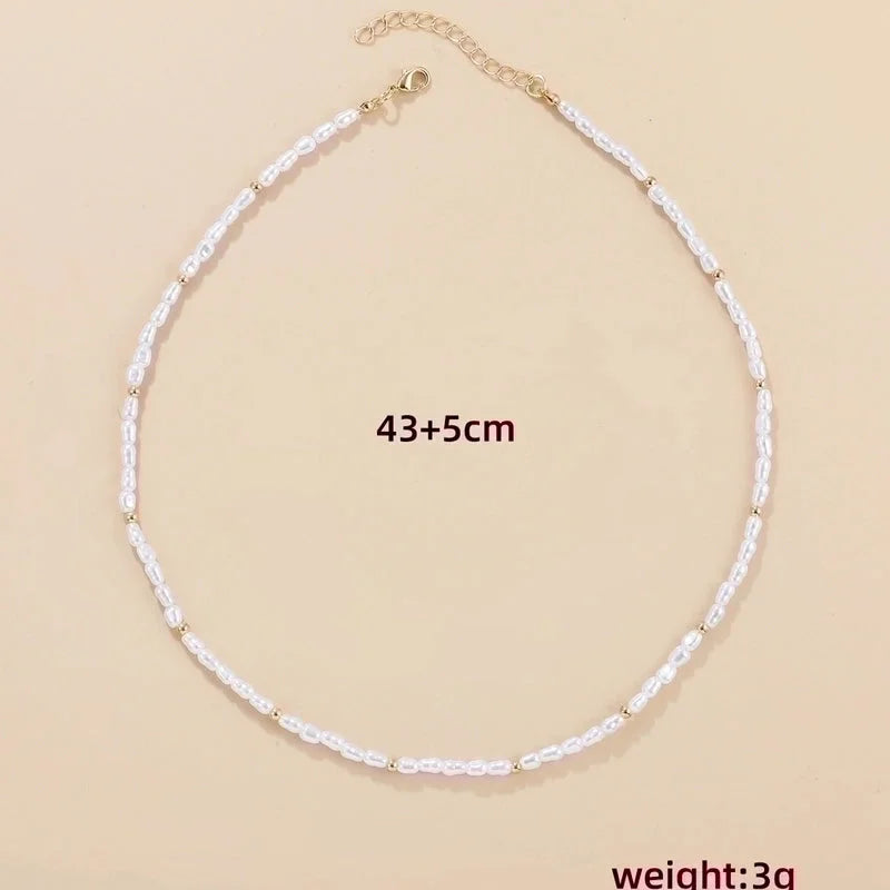 Baroque Style Geometric Imitation Pearl Beaded Necklace