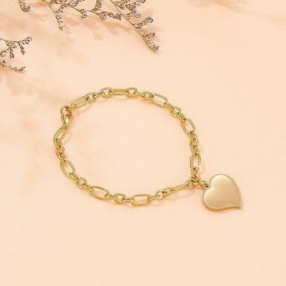 Minimalist Heart Shape Stainless Steel 18K Gold Plated Bracelets In Bulk
